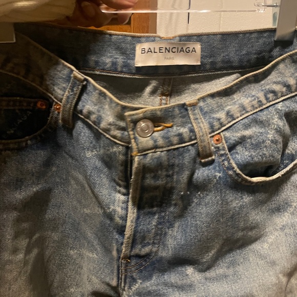 Balenciaga Faded Bleached Logo Straight Leg / Boyfriend Jeans - Picture 4 of 7